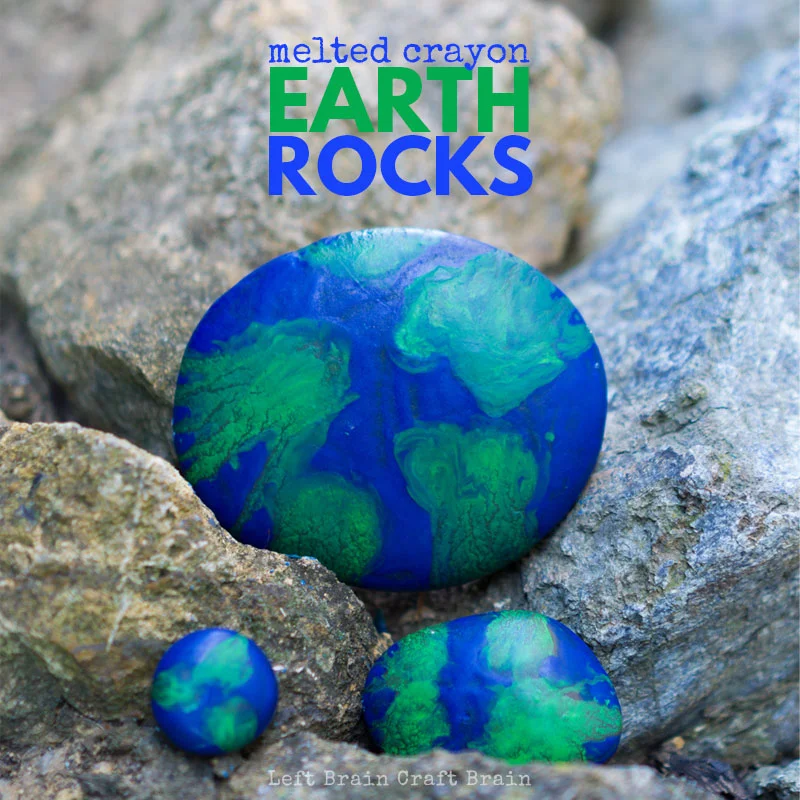 Craft these colorful Earth Melted Crayon Rocks for a fun and creative project.