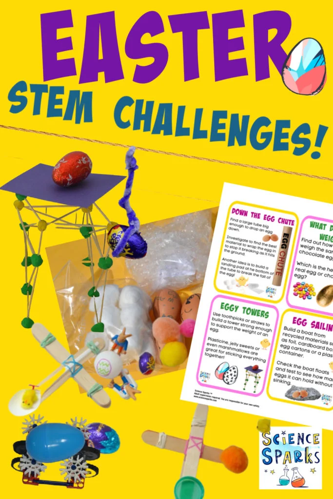 Collage of various Easter STEM challenges
