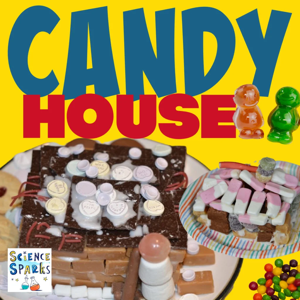 Mini houses made from sweets for an edible STEM Challenge
