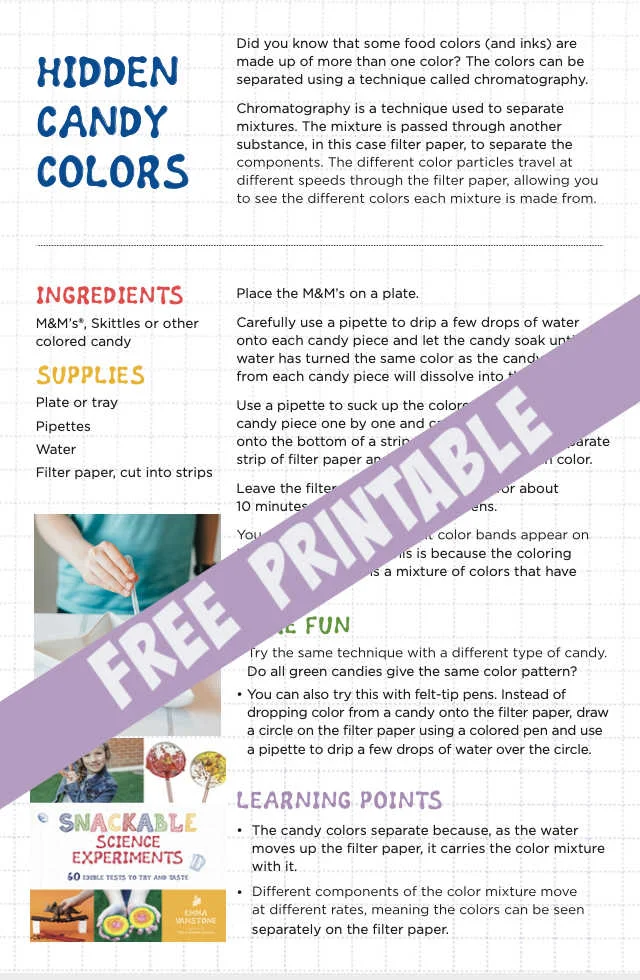 FREE Candy Chromatography Printable Science Experiment Instructions