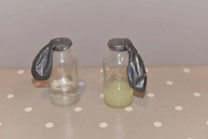 Blow up a balloon with lemon juice
